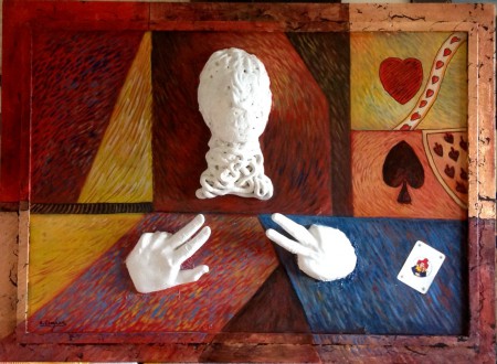 A MORRA - GIOCATORE D'AZZARDO - schiume poliuretanica, gesso e acrilico-smalto su tela Anno 2018 proprietà Art Bank China
